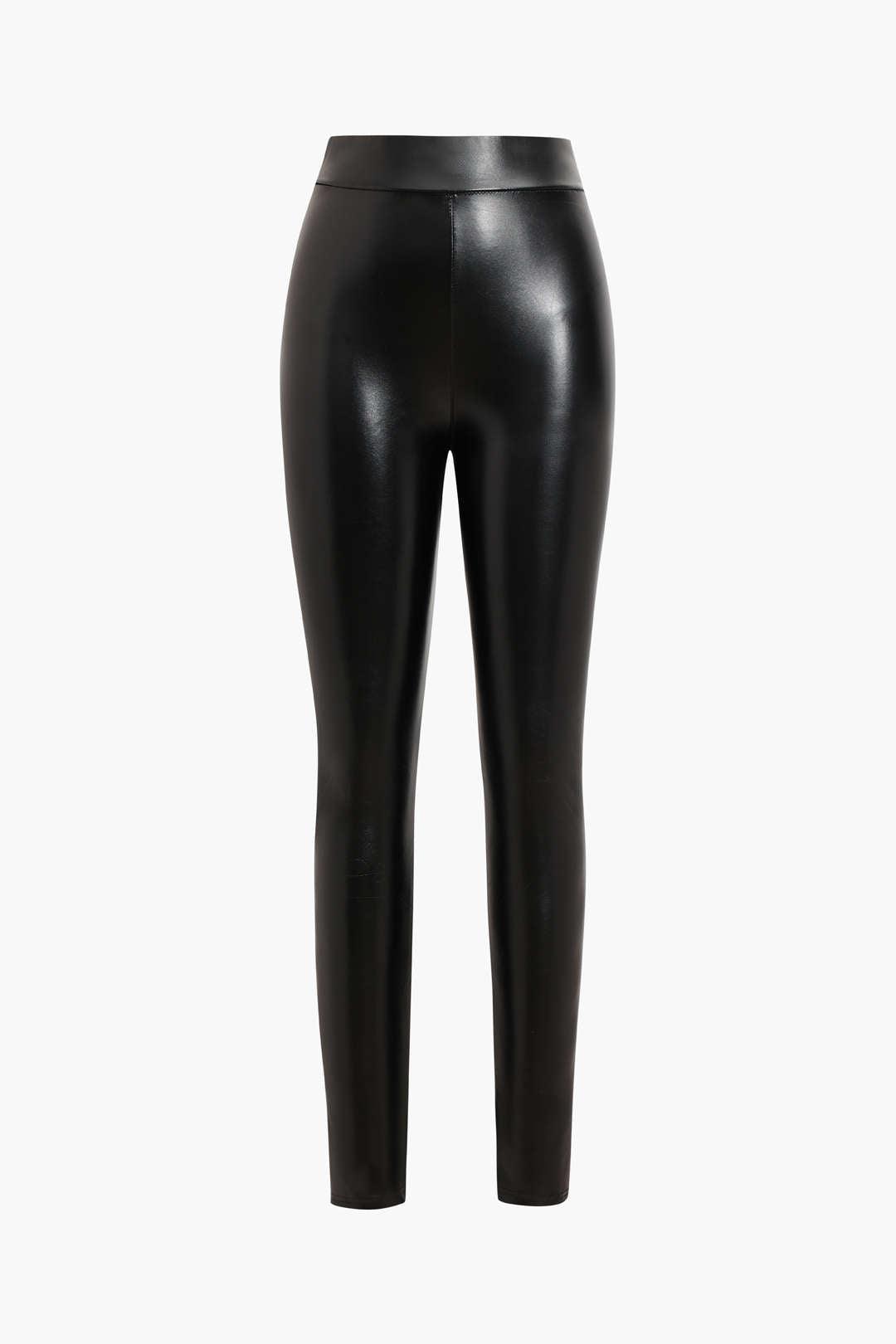 2023 Faux Leather Skinny Pants Black S in Pants Online Store ...
