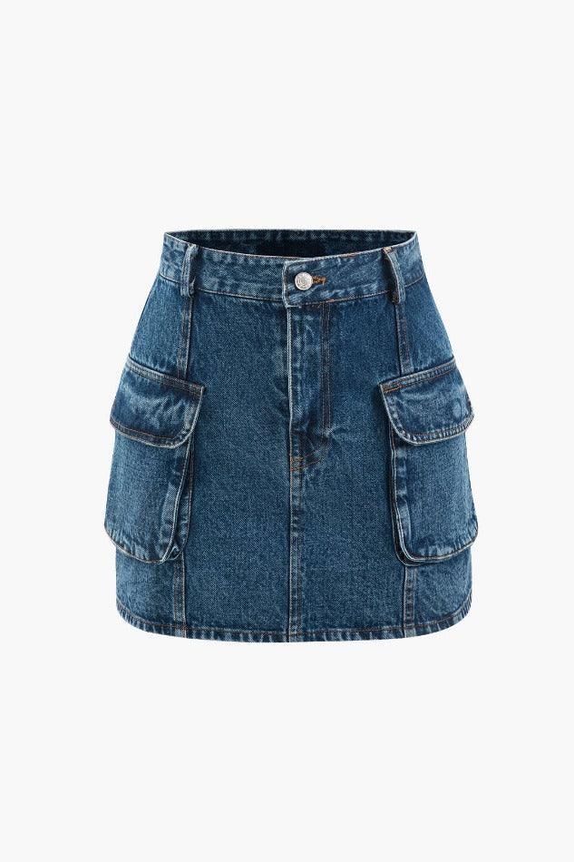 2023 Flap Pocket Detail Cargo Mini Skirt Blue XS in Skirts Online Store ...