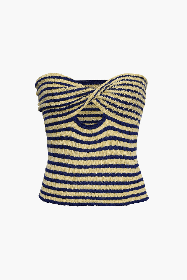 Stripe Pattern Twist Front Tube Knit Top – LovelyKayley