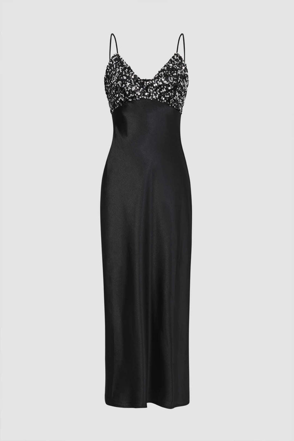 Wenalyn Midi Dress - Straight Neck Wave Detail A Line Dress in Black with  Beige Contrast Trim